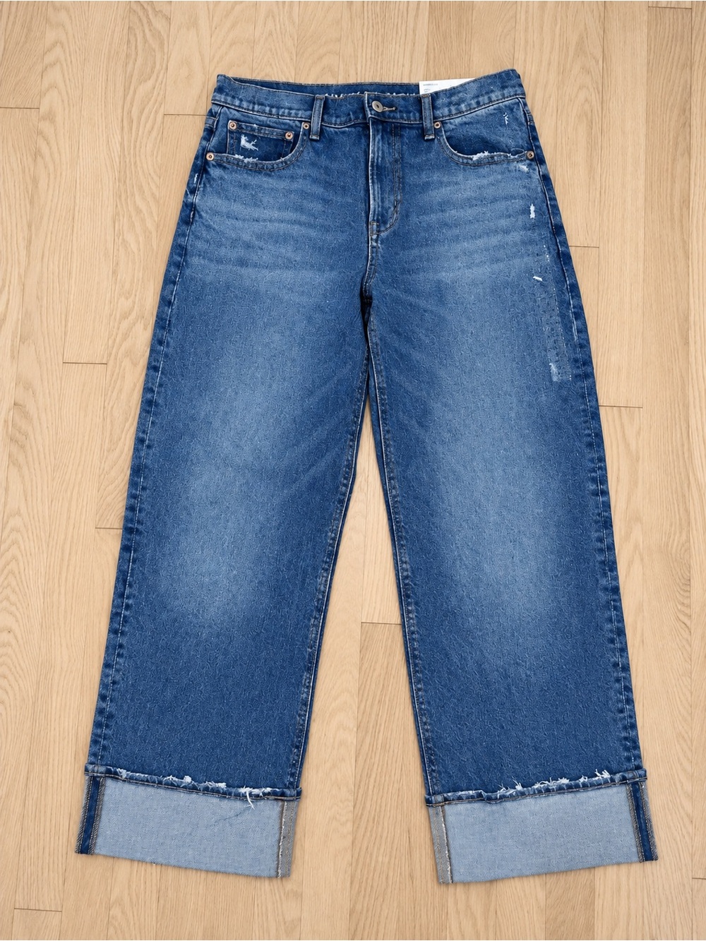 American Eagle Stovepipe Cuffed High Rise Stretch Jeans Medium Wash 8 Regular 29